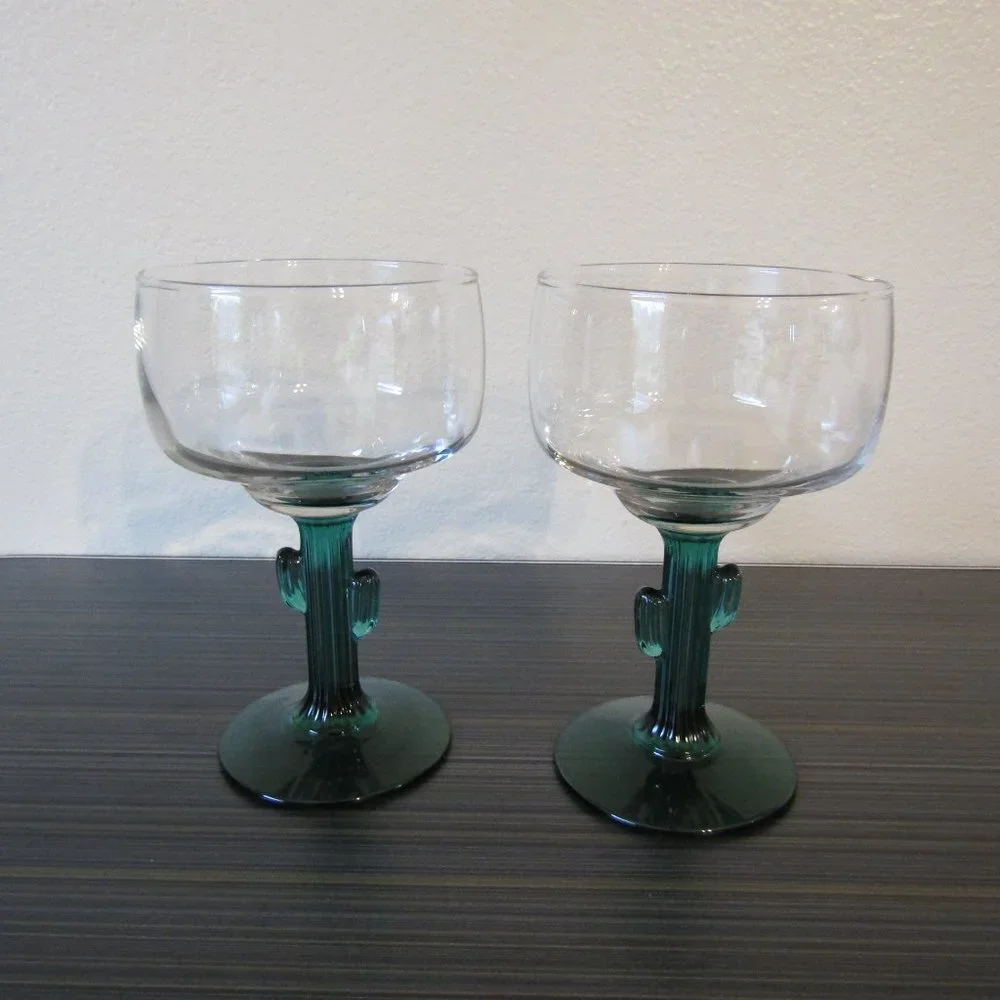 Southwestern Cactus Margarita/Dessert Glass Set of 2